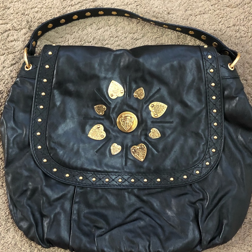 Authentic GUCCI black leather XL shoulder bag